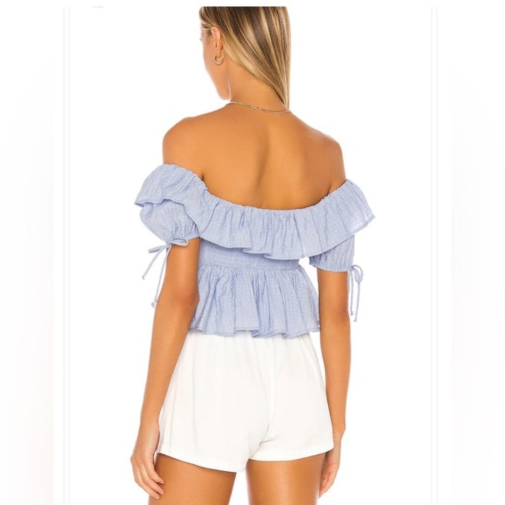 Tularosa off shoulder Maggie top in powder blue medium REVOLVE - Picture 14 of 15